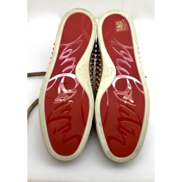 🔥 Christian Louboutin Beige Leather Louis Spike High Top Sneakers Trainers 45🔥 - Picture 5 of 6